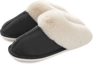 Donpapa Womens Slipper with Memory Foam Fluffy Soft Warm Slip On House Slippers Anti-Skid Cozy Plush for Indoor Outdoor