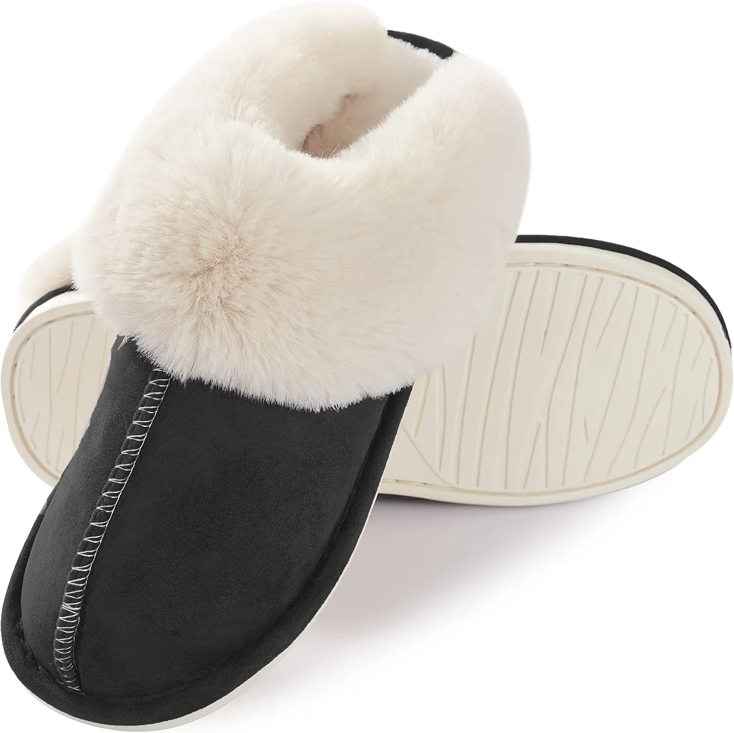 Donpapa Womens Slipper with Memory Foam Fluffy Soft Warm Slip On House Slippers Anti-Skid Cozy Plush for Indoor Outdoor