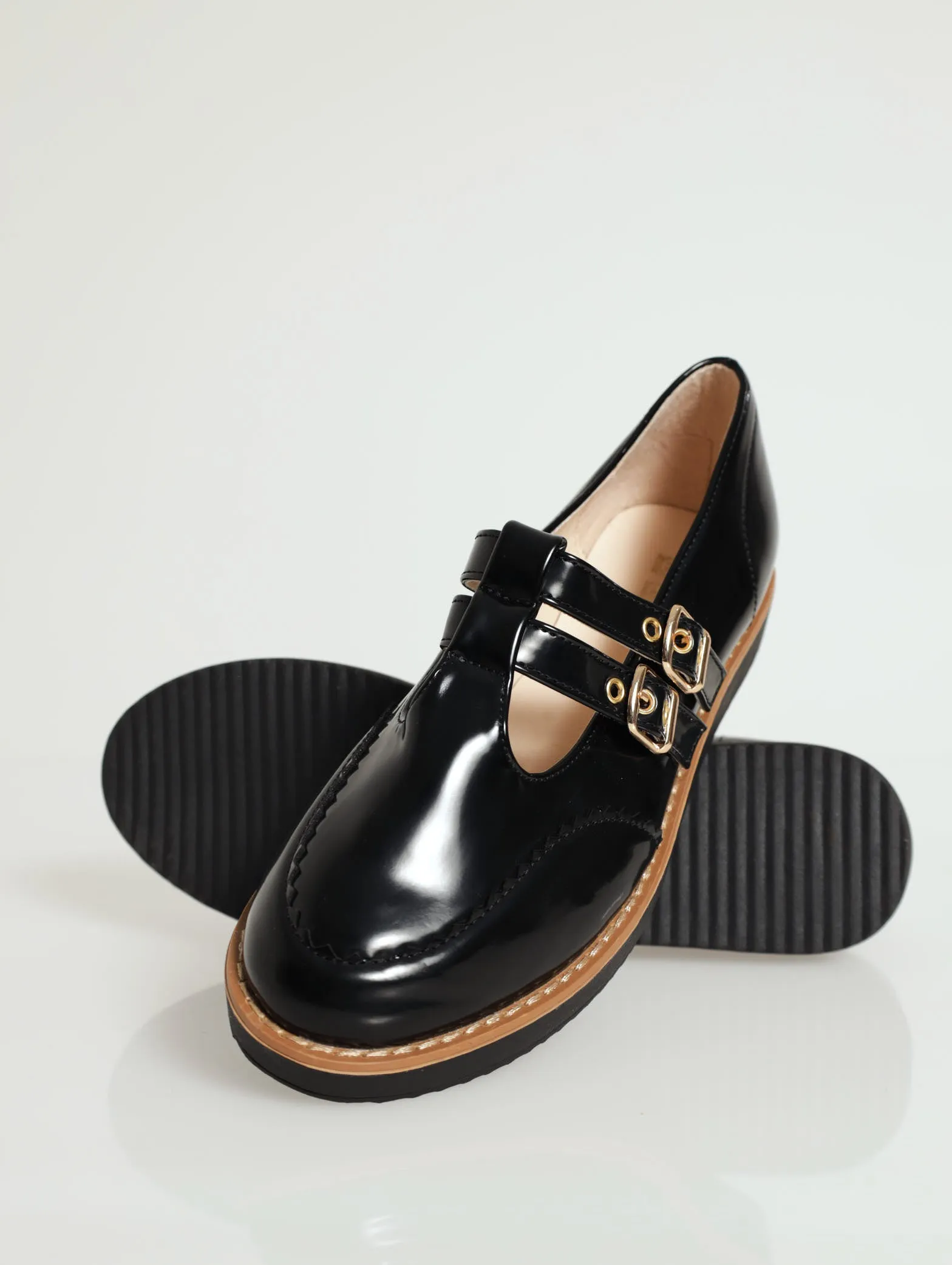 Double Buckle Tbar Loafer With Randing