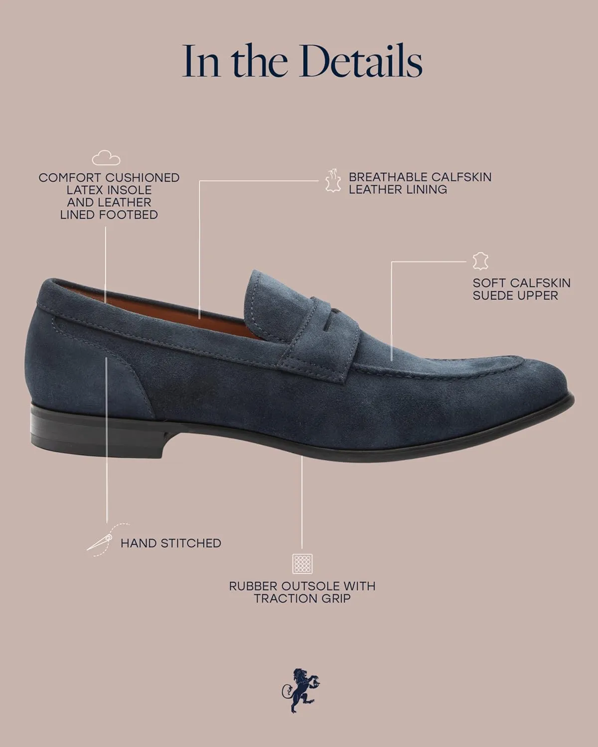 Dunross & Sons Men's Brookes Penny Loafer Slip-On Formal Business Shoes