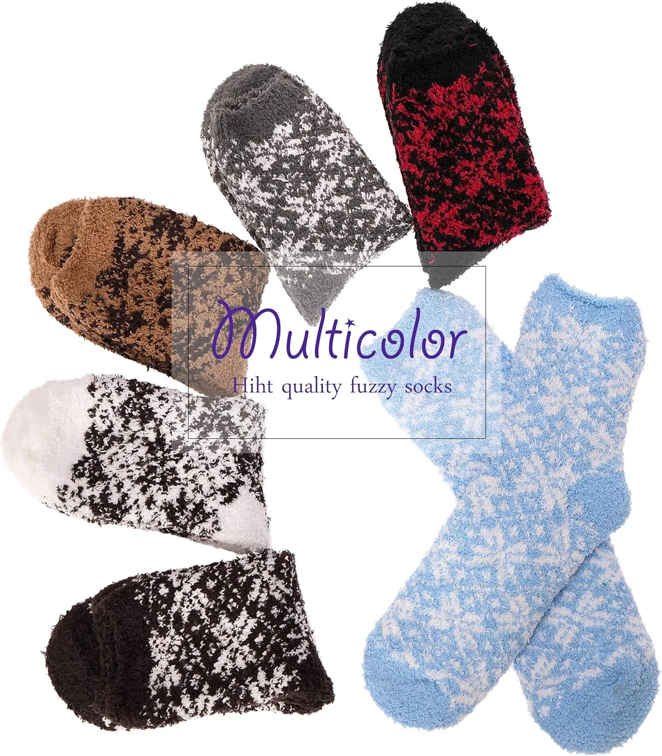 EBMORE Womens Fuzzy Socks Fleece Fluffy Cabin Plush Warm Sleep Soft Cozy Winter Adult Socks