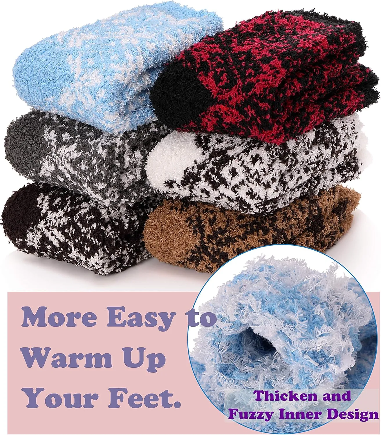 EBMORE Womens Fuzzy Socks Fleece Fluffy Cabin Plush Warm Sleep Soft Cozy Winter Adult Socks