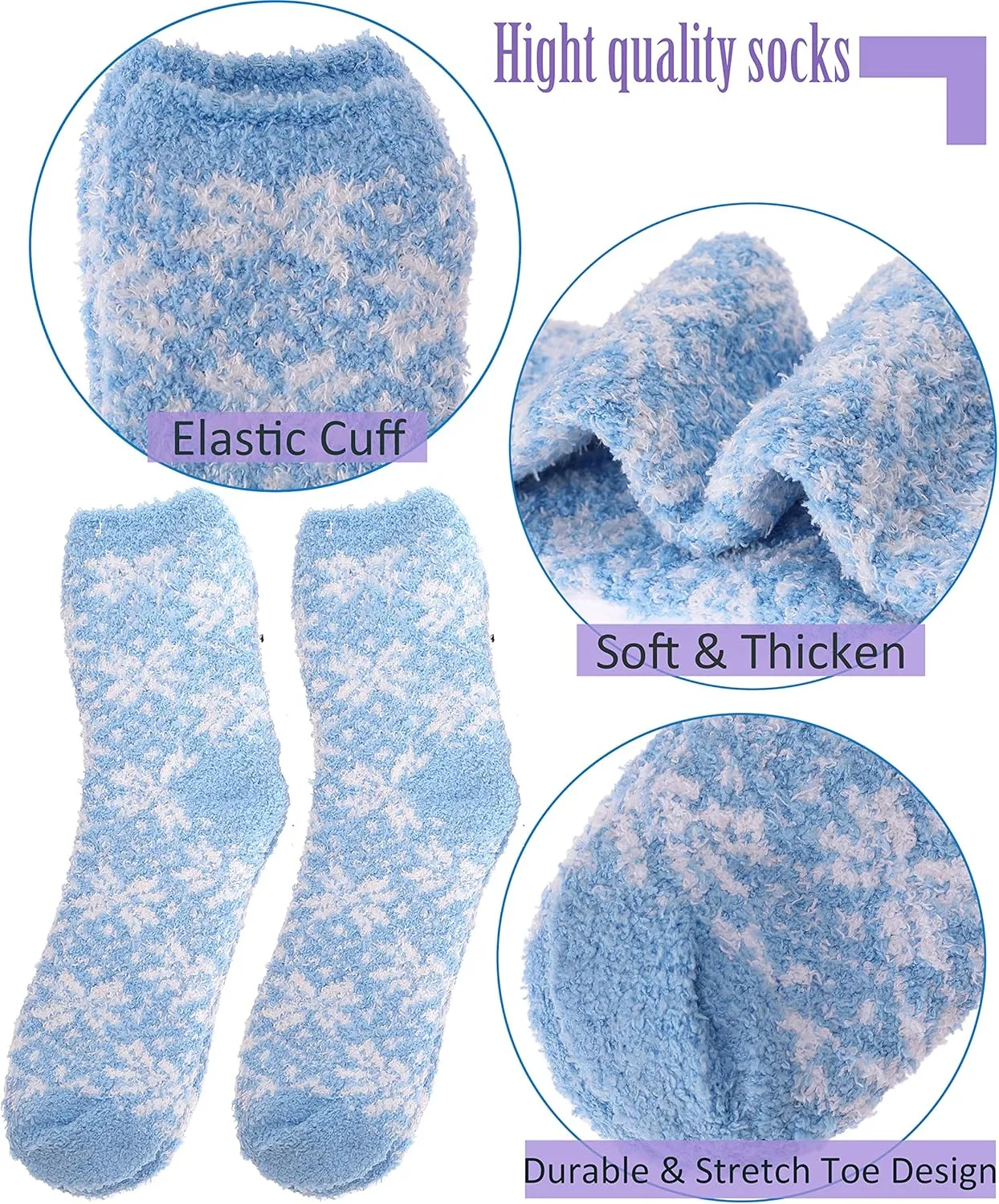 EBMORE Womens Fuzzy Socks Fleece Fluffy Cabin Plush Warm Sleep Soft Cozy Winter Adult Socks