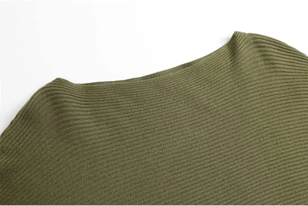 EDSTAR Women Dolman Batwing Sleeves Knitted Sweaters Winter Boat Neck Pullovers Tops