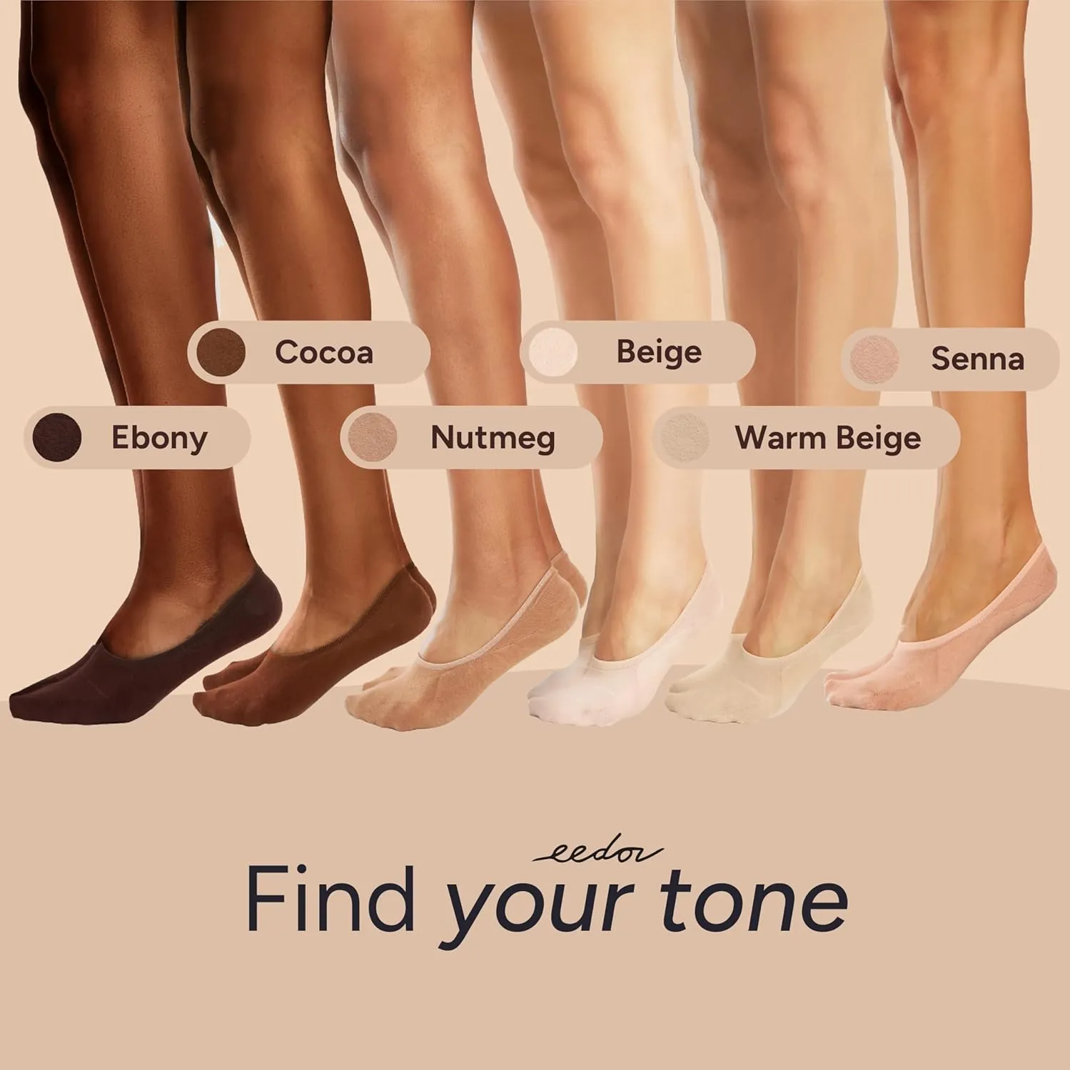Eedor No Show Socks Womens Invisible Liner, Non Slip & Low Cut, Casual & Formal Wear, Soft & Stretchable