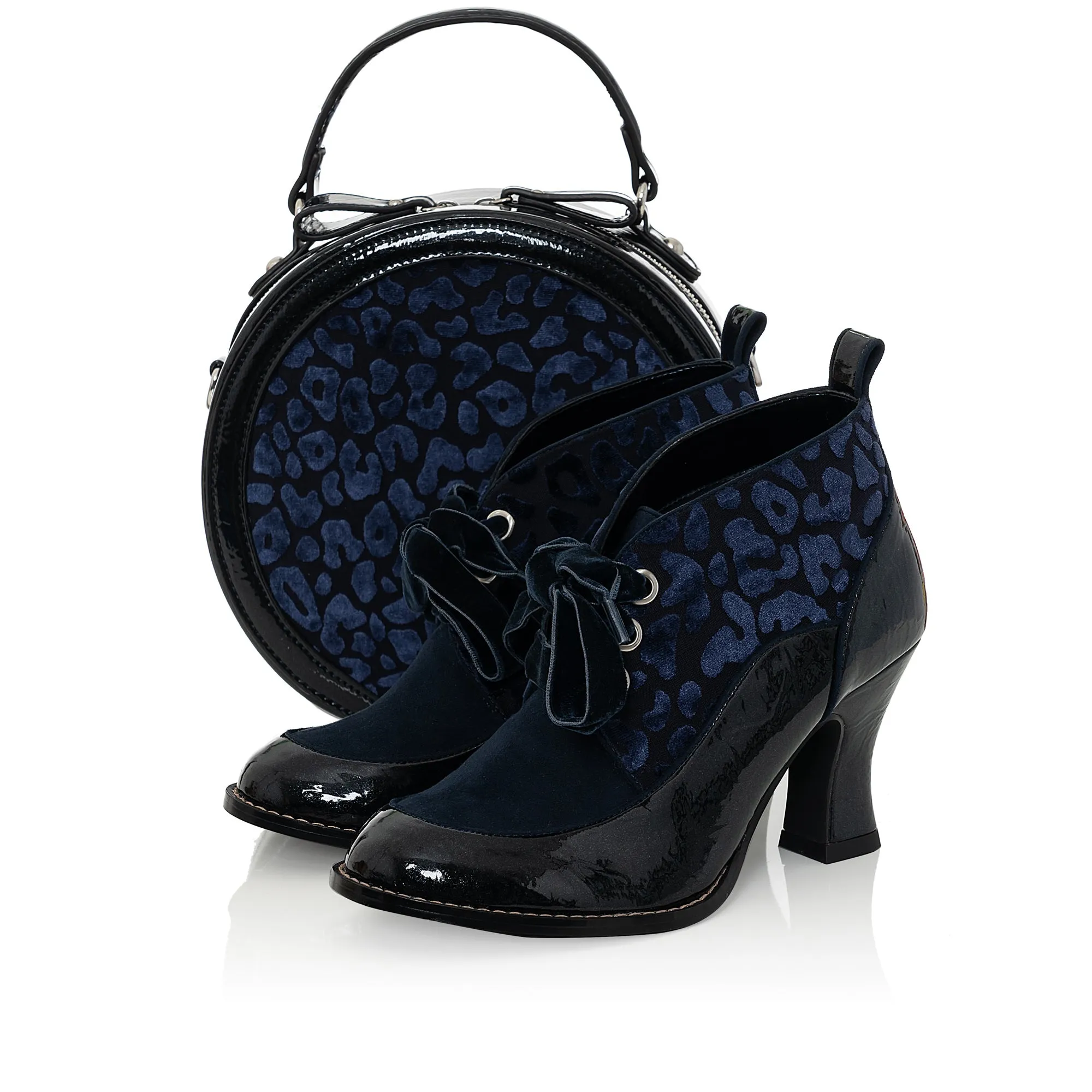 Emma Midnight Blue Flexible Comfortable Mid Heel Boot by Ruby Shoo