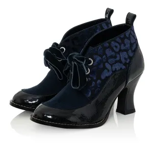 Emma Midnight Blue Flexible Comfortable Mid Heel Boot by Ruby Shoo