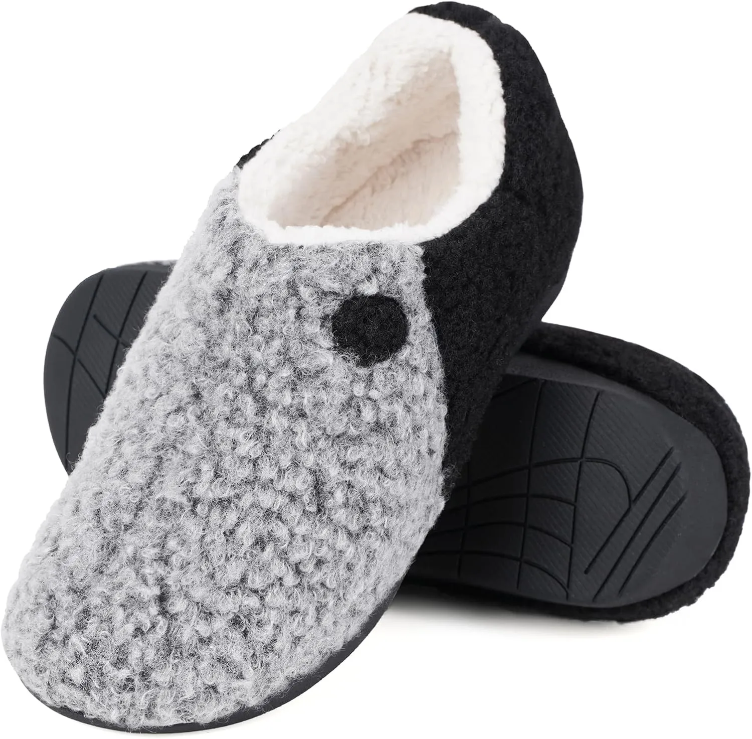 ERGOfoot Orthopedic Slippers with Arch Support for Women Men, Fuzzy House Slippers for Plantar Fasciitis, Indoor Shoes with Soft Plush Sherpa Fleece Lining