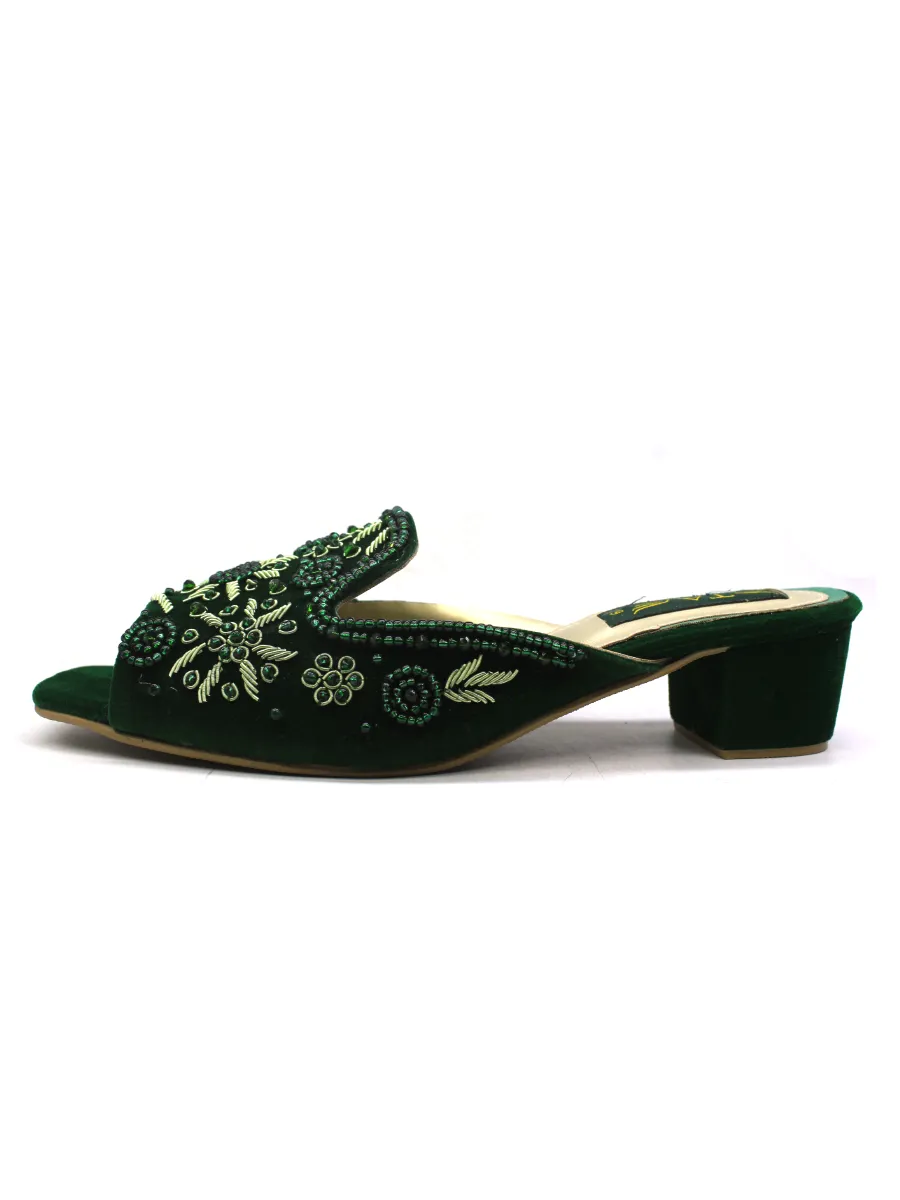 Fancy Velvet Blocked Heel