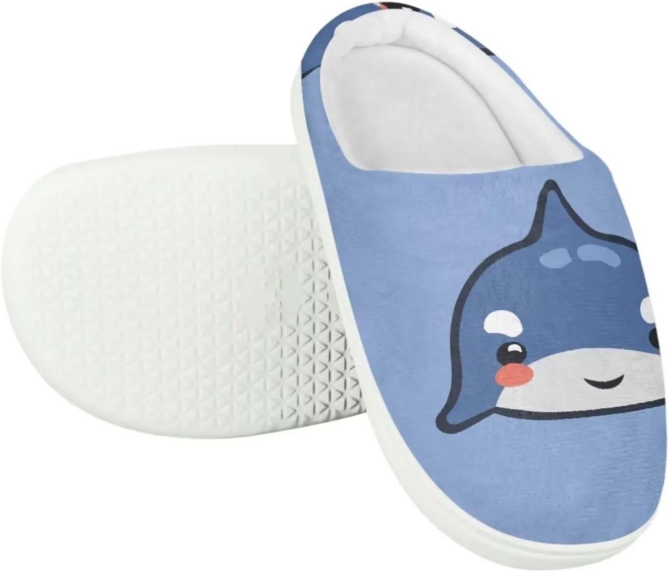 Fashion Warm House Slippers Soft Rubber Sole Anti-Skid Shoes Boys Girls Light Elastic Travel Slippers for Party Size 9-15 White Sole
