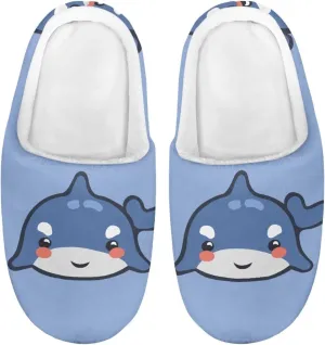 Fashion Warm House Slippers Soft Rubber Sole Anti-Skid Shoes Boys Girls Light Elastic Travel Slippers for Party Size 9-15 White Sole