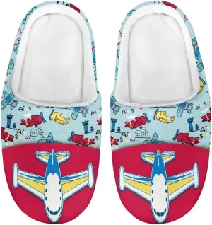 Fashion Warm House Slippers Soft Rubber Sole Anti-Skid Shoes Boys Girls Light Elastic Travel Slippers for Party Size 9-15 White Sole