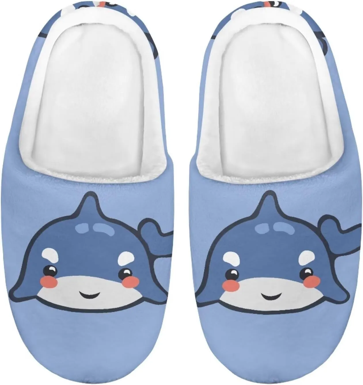 Fashion Warm House Slippers Soft Rubber Sole Anti-Skid Shoes Boys Girls Light Elastic Travel Slippers for Party Size 9-15 White Sole