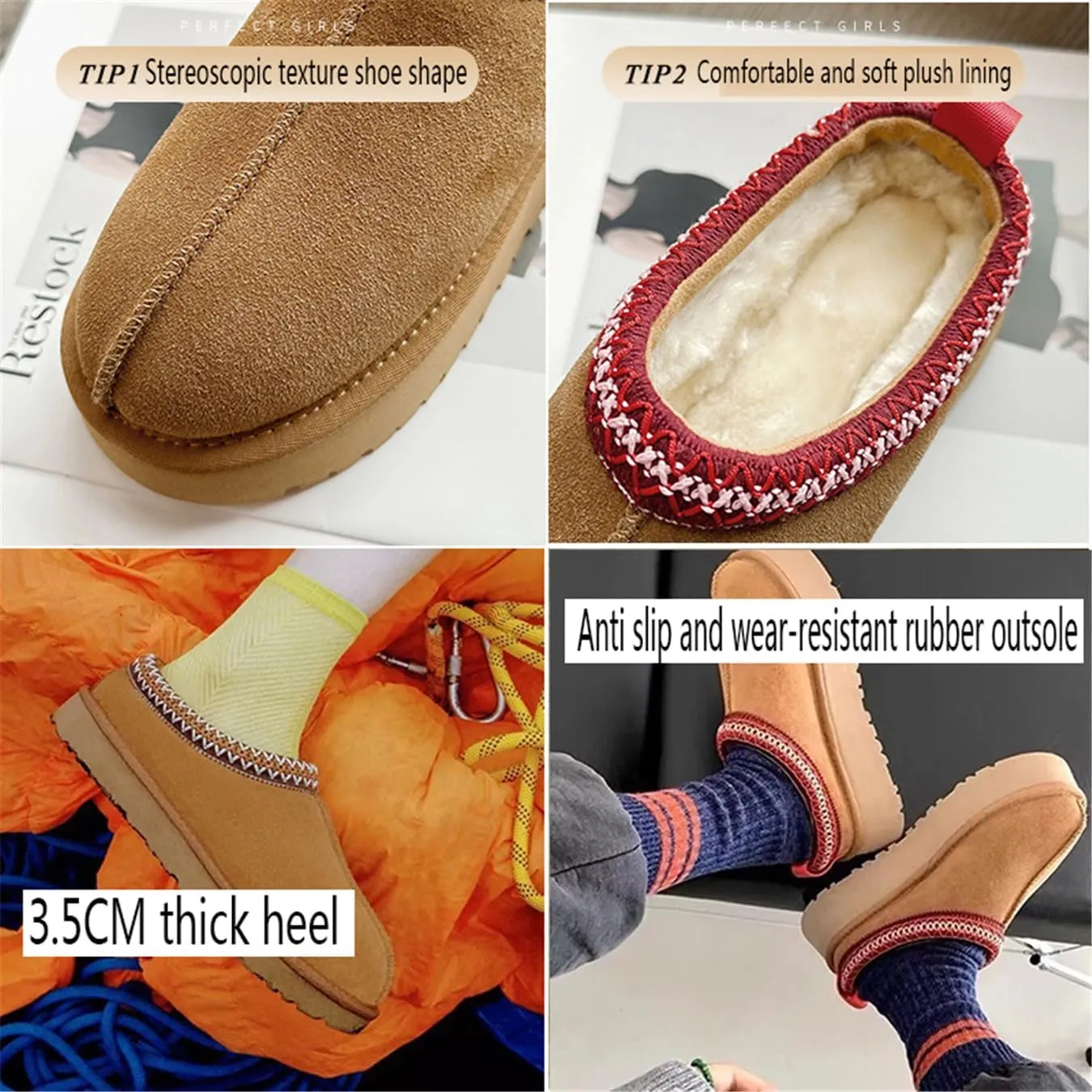 Fashion Winter plush platform Short Ankle boots for kids Fur Fleece Lined slippers girl boy warm Outdoor indoor House anti slip trend Mini boots little kids big kids