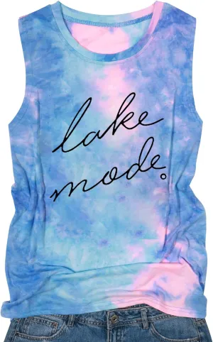 FAYALEQ Lake Mode Tank Tops Women Lake Life Summer Vacation Funny Vest Tees Camping Casual Tanks Tops T-Shirt