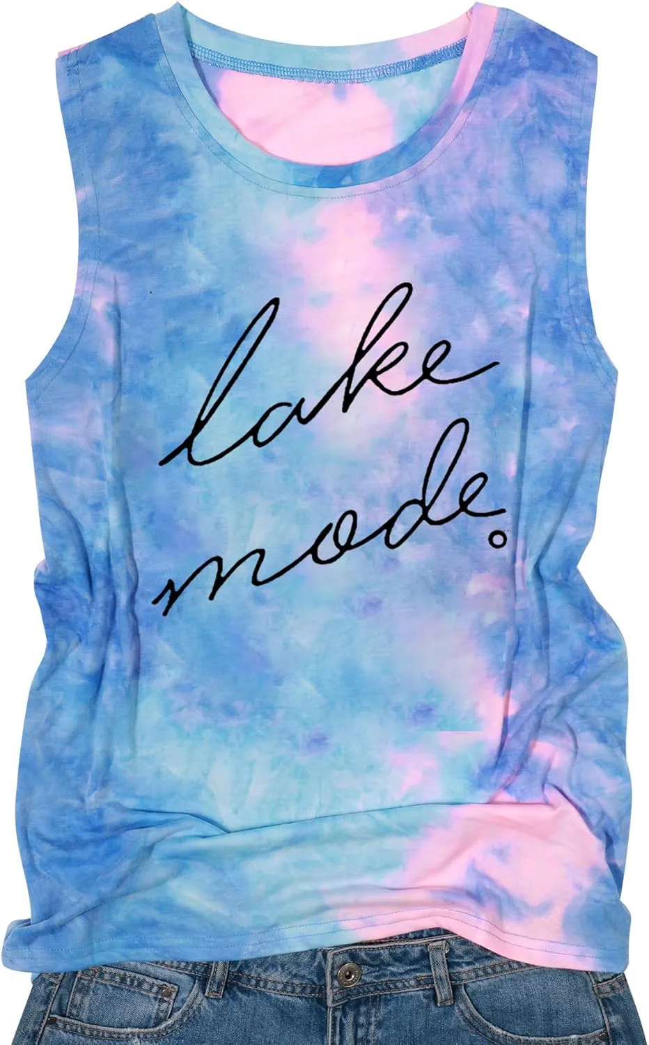 FAYALEQ Lake Mode Tank Tops Women Lake Life Summer Vacation Funny Vest Tees Camping Casual Tanks Tops T-Shirt