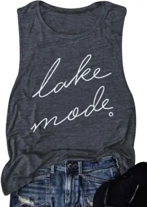 FAYALEQ Lake Mode Tank Tops Women Lake Life Summer Vacation Funny Vest Tees Camping Casual Tanks Tops T-Shirt