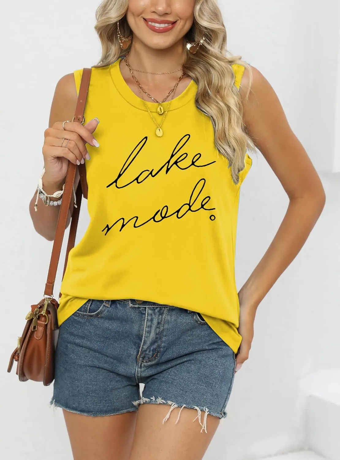 FAYALEQ Lake Mode Tank Tops Women Lake Life Summer Vacation Funny Vest Tees Camping Casual Tanks Tops T-Shirt