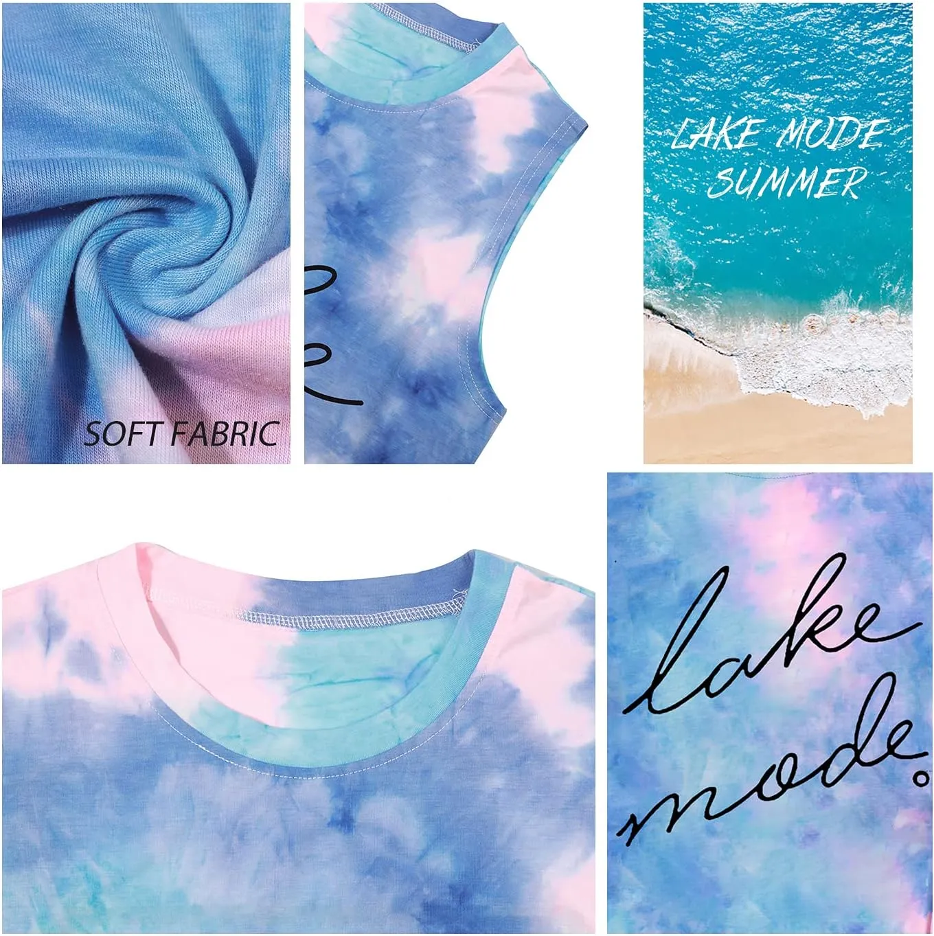 FAYALEQ Lake Mode Tank Tops Women Lake Life Summer Vacation Funny Vest Tees Camping Casual Tanks Tops T-Shirt
