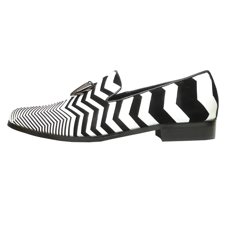 Fiesso FI-6945 White Black Loafers