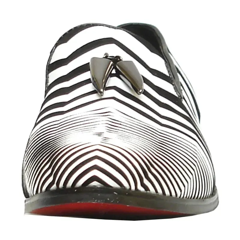 Fiesso FI-6945 White Black Loafers
