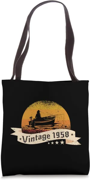 Fisher-men Vintage born 1958 Birthday Fishing-boat Fishing Tote Bag