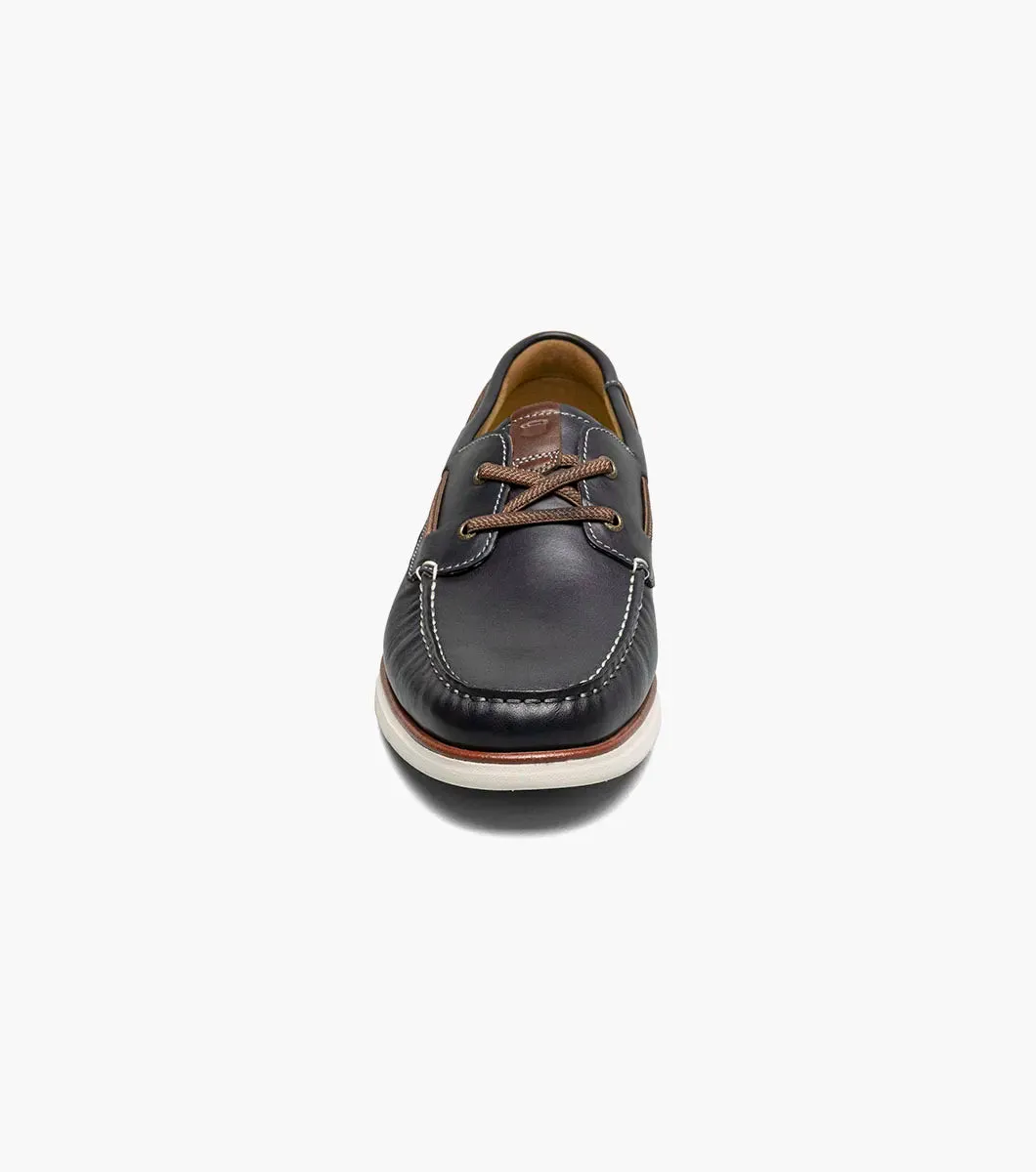 Florsheim Men's Tropics  Elastic Lace Moc Toe Boat Shoe Navy