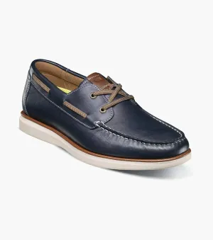 Florsheim Men's Tropics  Elastic Lace Moc Toe Boat Shoe Navy