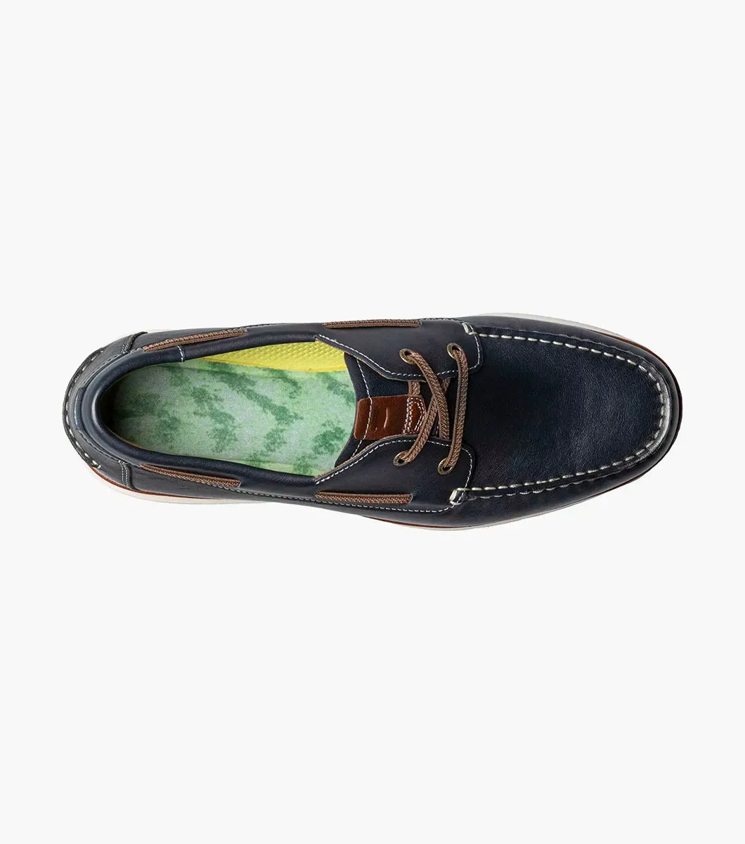 Florsheim Men's Tropics  Elastic Lace Moc Toe Boat Shoe Navy