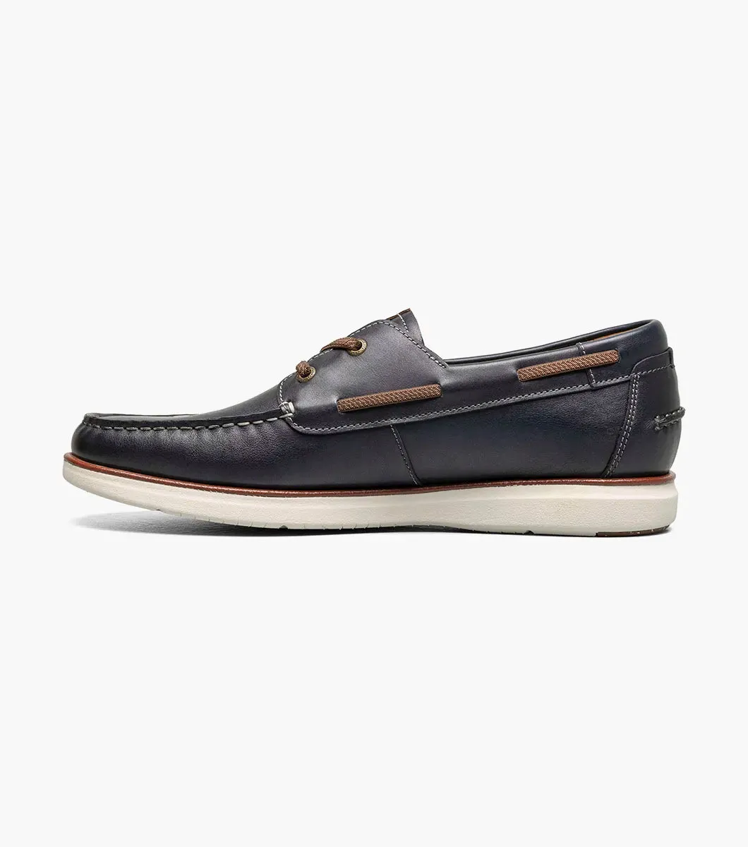 Florsheim Men's Tropics  Elastic Lace Moc Toe Boat Shoe Navy