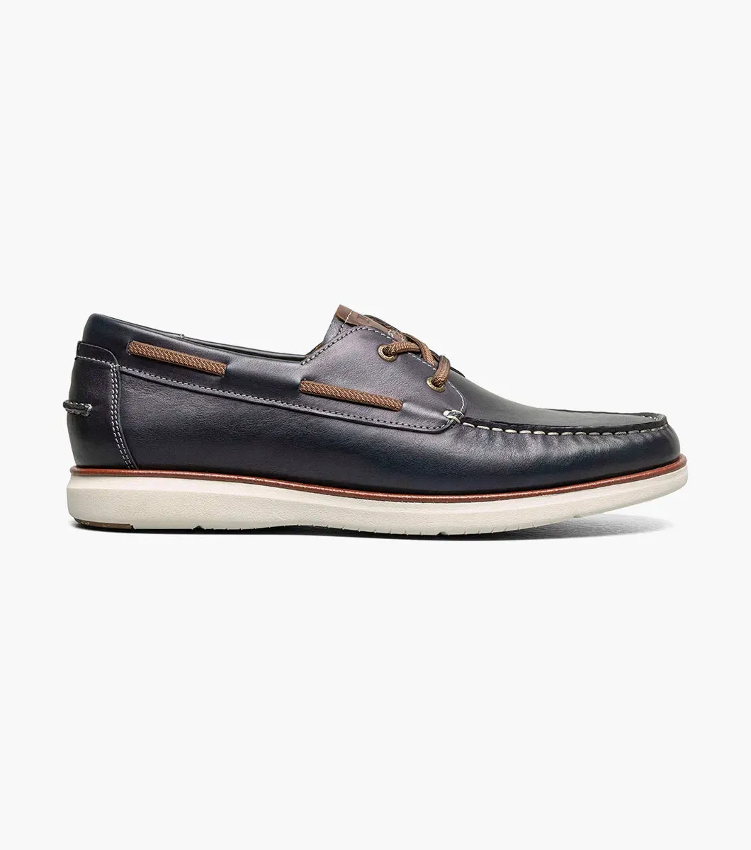 Florsheim Men's Tropics  Elastic Lace Moc Toe Boat Shoe Navy