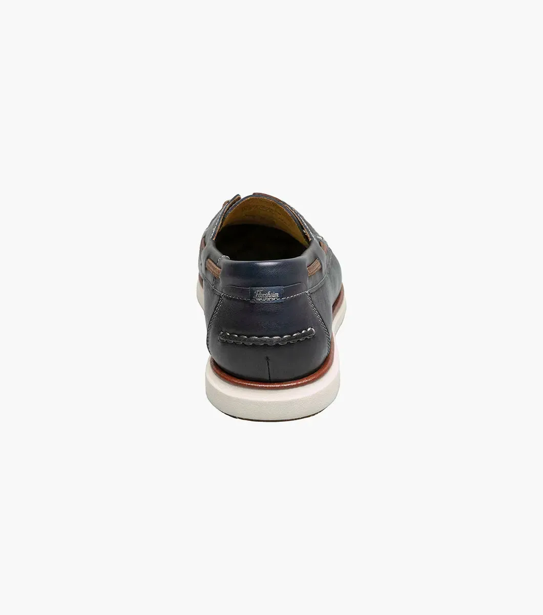 Florsheim Men's Tropics  Elastic Lace Moc Toe Boat Shoe Navy