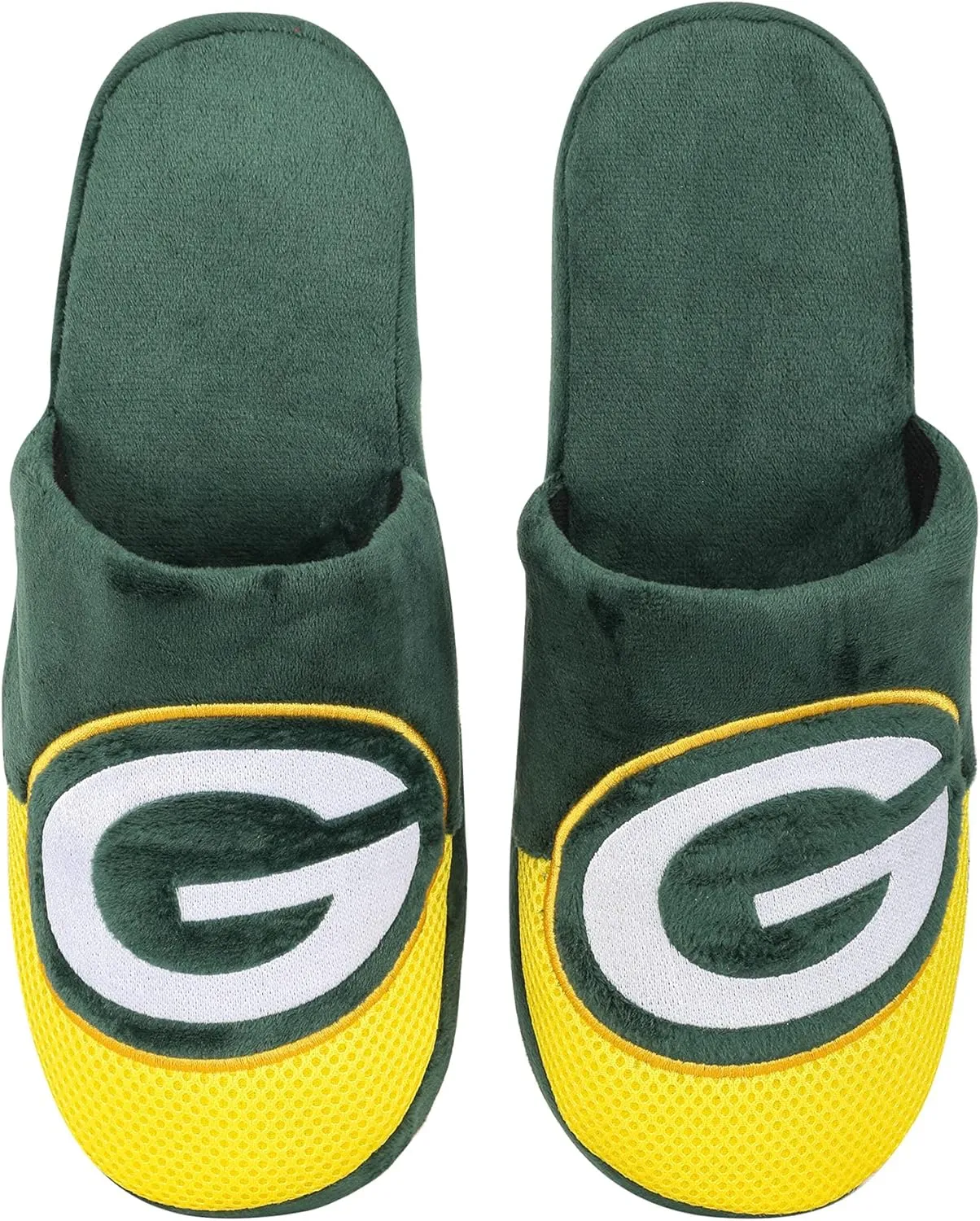 FOCO Men's NFL Team Logo Staycation Plush House Shoes Slide Slippers