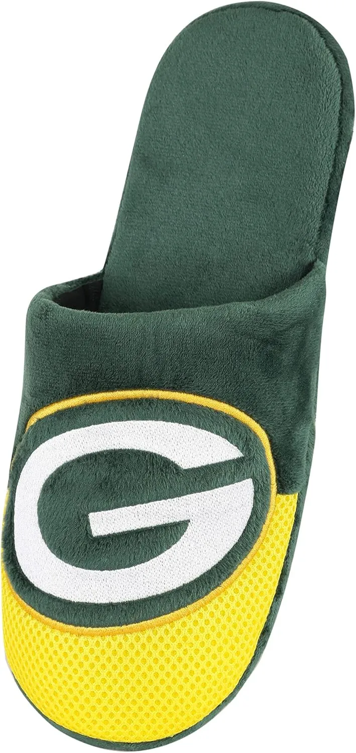 FOCO Men's NFL Team Logo Staycation Plush House Shoes Slide Slippers