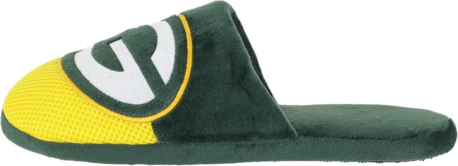 FOCO Men's NFL Team Logo Staycation Plush House Shoes Slide Slippers