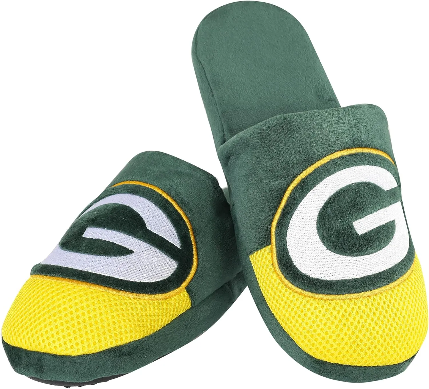 FOCO Men's NFL Team Logo Staycation Plush House Shoes Slide Slippers