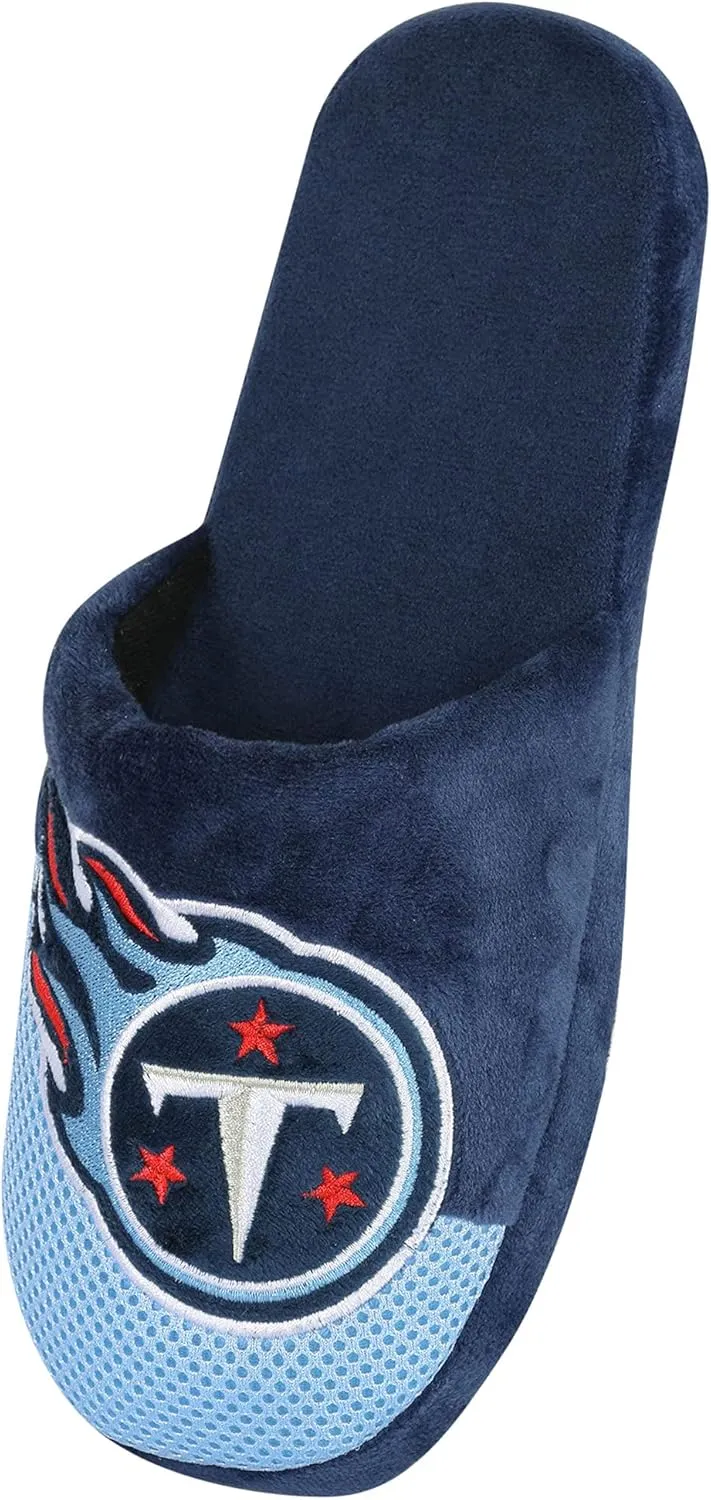 FOCO Men's NFL Team Logo Staycation Plush House Shoes Slide Slippers