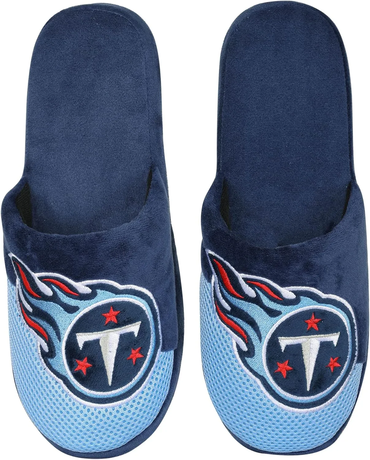 FOCO Men's NFL Team Logo Staycation Plush House Shoes Slide Slippers