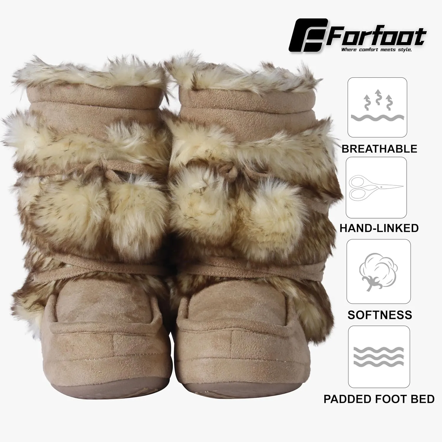 Forfoot Slipper Boots, Cozy Indoor Booties for Women Fluffy Comfortable House Shoes Fuzzy Anti-Slip Boots Winter