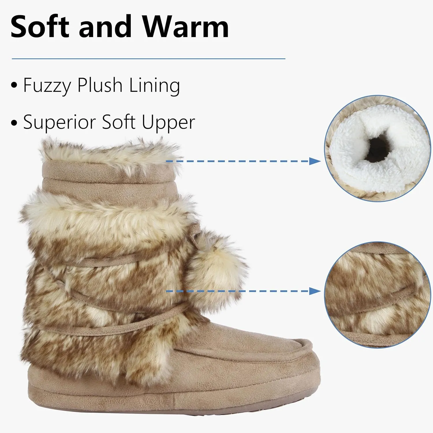 Forfoot Slipper Boots, Cozy Indoor Booties for Women Fluffy Comfortable House Shoes Fuzzy Anti-Slip Boots Winter