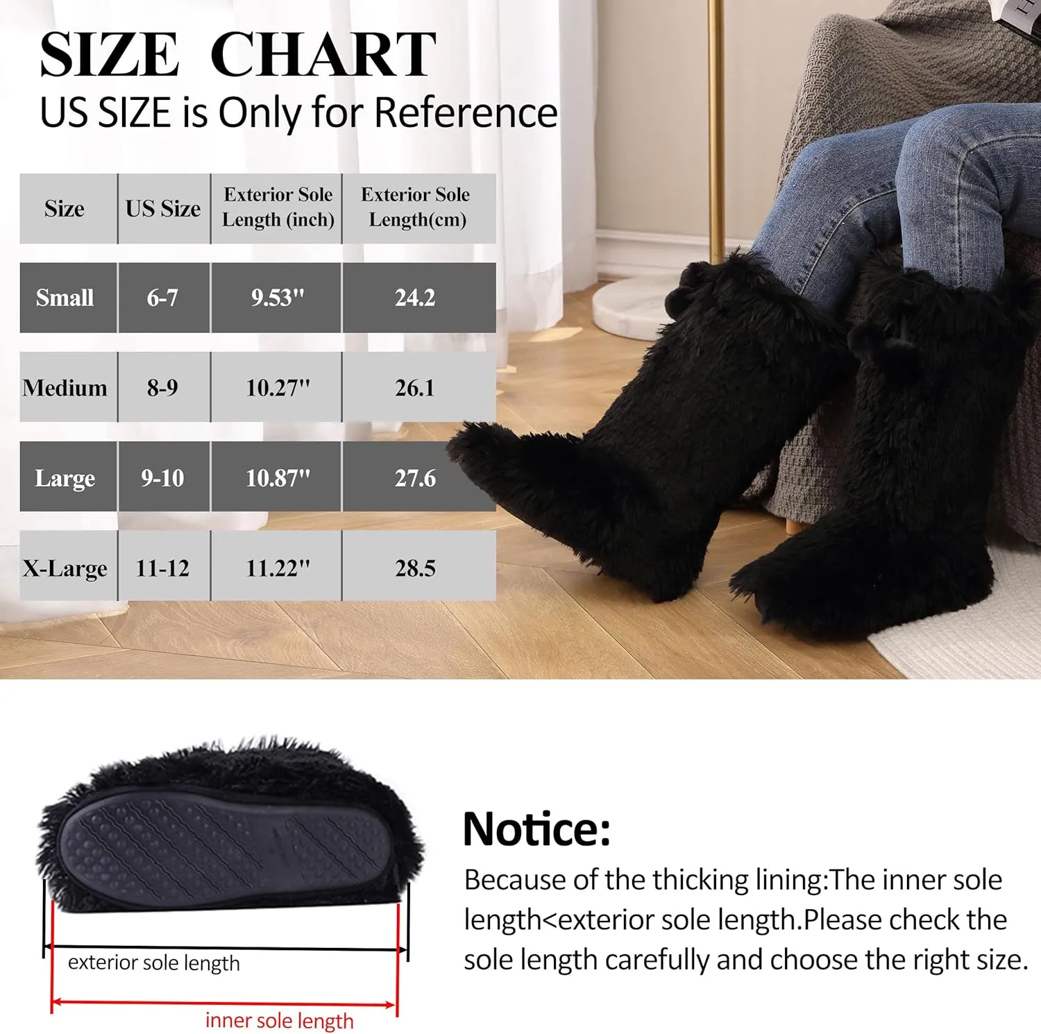 Forfoot Slipper Boots, Cozy Indoor Booties for Women Fluffy Comfortable House Shoes Fuzzy Anti-Slip Boots Winter
