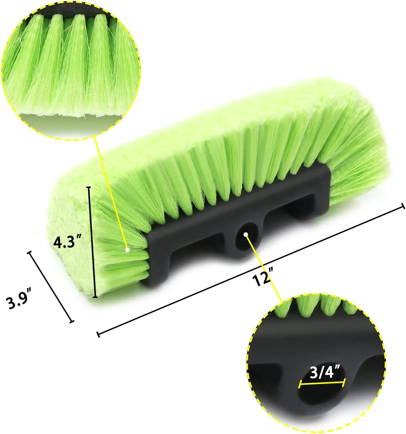 Forgrace 12" Car Wash Brush with Soft Bristle Auto RV Truck Boat Camper Car Exterior Washing Heavy Duty Tri-Level Dip Green