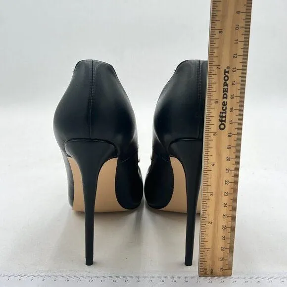 FOWT Black Pearl Bow Gradient Cap Toe Stiletto Pointed Toe Pump Dressy Wedding