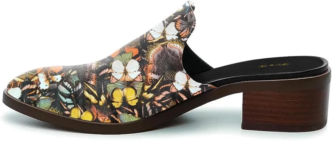 FOWT Women Round Closed Toe Mules Slip On Retro Loafer Low Chunky Block Thick Heel Slides Slippers Backless Pumps Sandals Women Casual Walking Dress Shoes Full Size 4-16 M US