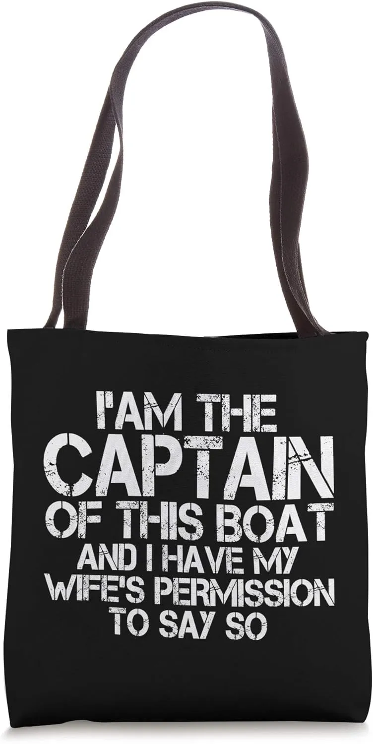 Funny Boat Captain Wife Permission Sea Husband Gift Tote Bag