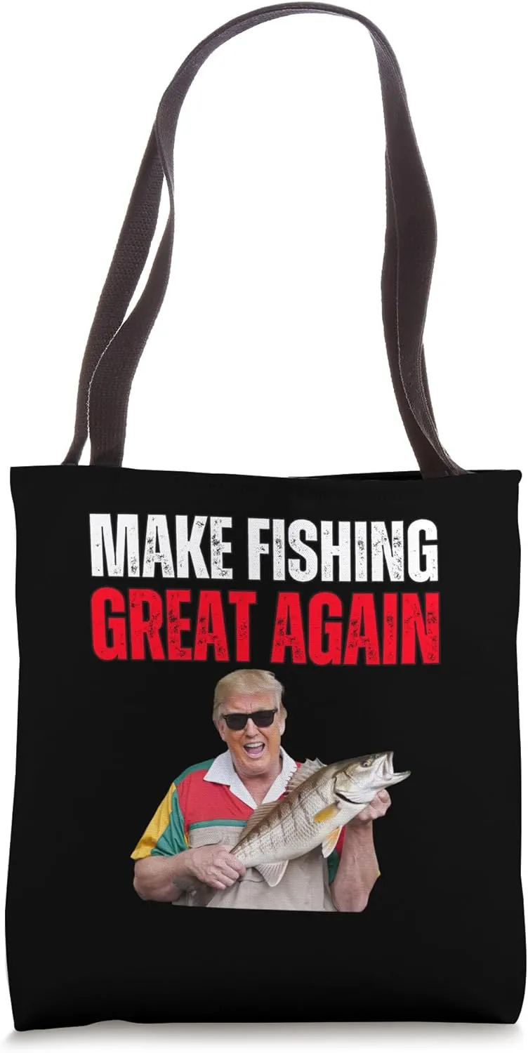 Funny Donald Trump Make Fishing Great Again Fisherman Angler Tote Bag