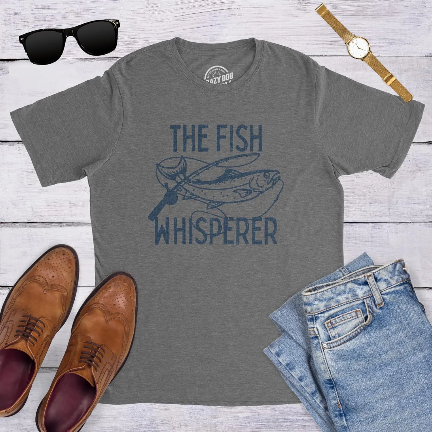 Funny Fishing Shirt for Men – The Fish Whisperer Graphic Design – Lake Life Gift for Fishermen Dads and Outdoor Enthusiasts