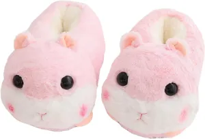 Fuzzy Cozy Pig Animal Cartoon Slippers for Women - Indoor Warm Winter Home Furry Slippers