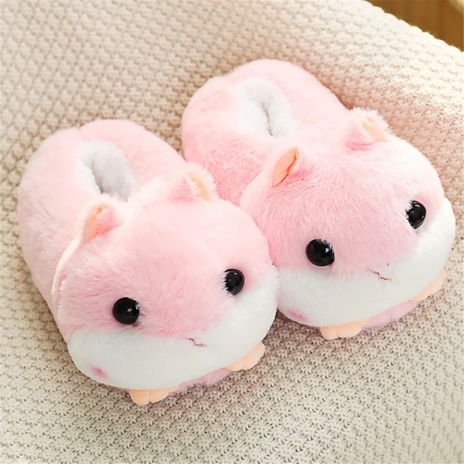 Fuzzy Cozy Pig Animal Cartoon Slippers for Women - Indoor Warm Winter Home Furry Slippers