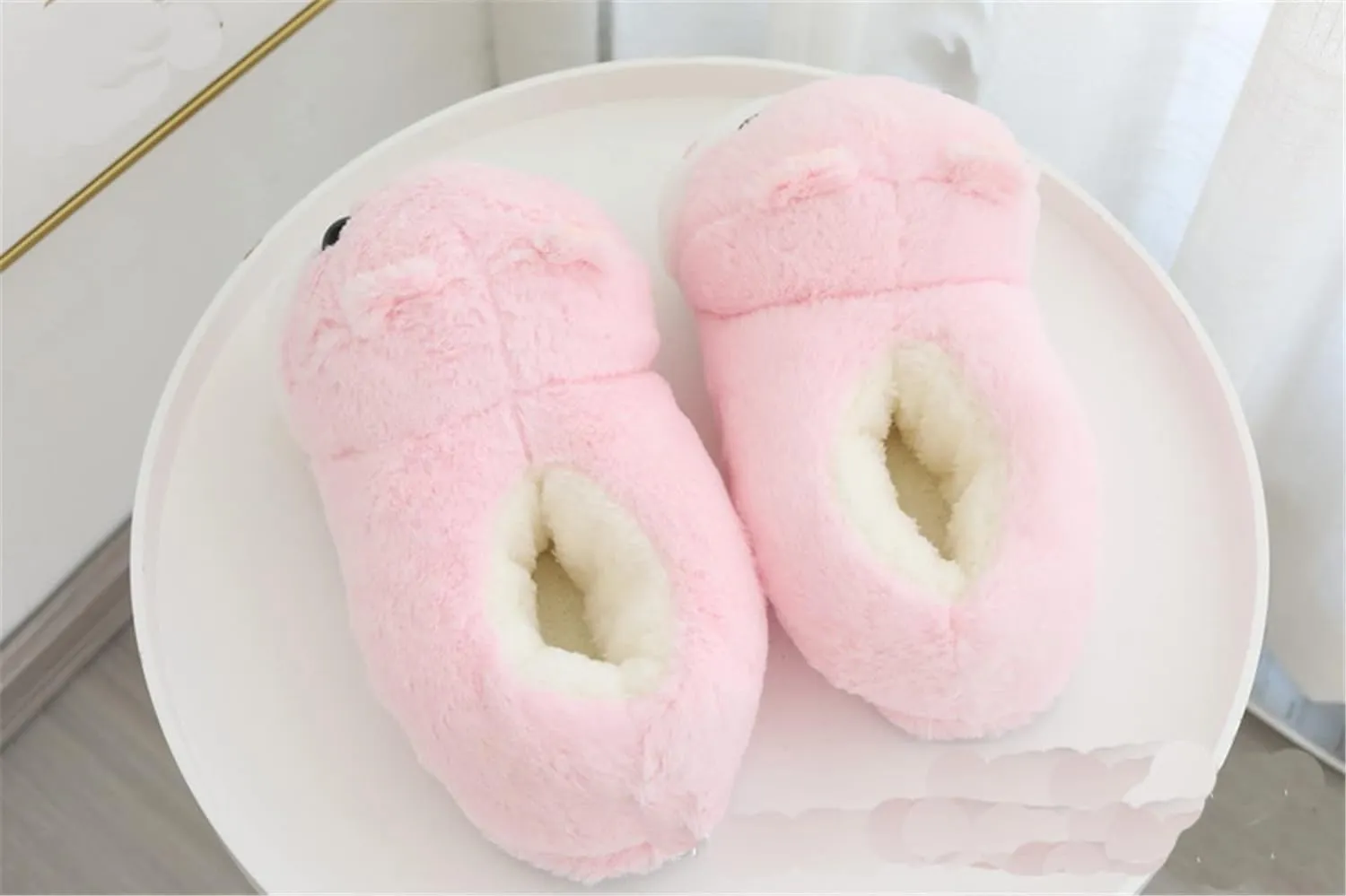 Fuzzy Cozy Pig Animal Cartoon Slippers for Women - Indoor Warm Winter Home Furry Slippers